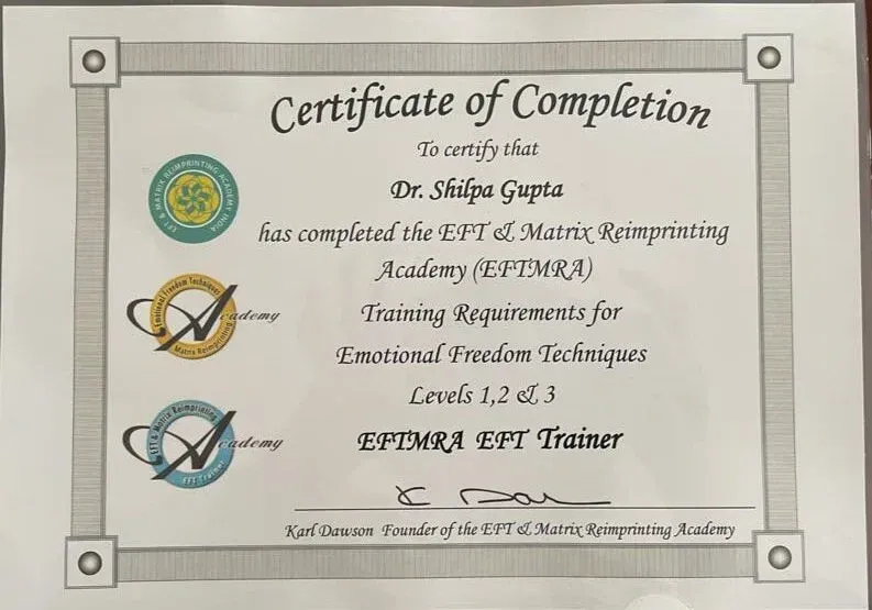 EFTMRA Trainer Certification - Dr. Shilpa Gupta